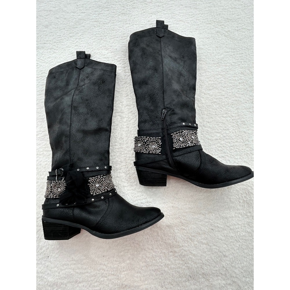 Not Rated Womens Black Embellished Slouchy Tall Boots Size 10 NRTB0125-001